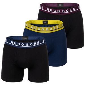 HUGO BOSS Herren Boxer Briefs, 3er Pack -  Logobund, Baumwolle Stretch Schwarz/Blau XL