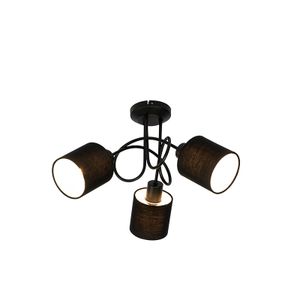 QAZQA - Modern Deckenfleck schwarz 3-flammig Spotbalken-Licht - Hetta I Wohnzimmer I Schlafzimmer - Textil Rund - LED geeignet E14