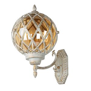 Wandlampe außen in Weiß Gold Vintage Rustikal KAIRO Außenleuchte Lampe