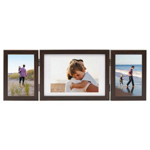 vidaXL Potrójna ramka na zdjęcia kolaż ciemny brąz 22x15 cm+2x(10x15 cm)
