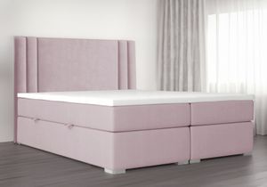 Boxspringbett RALI mit Bonell-Matratze und Topper , Bett mit 2 Bettkästen , Doppelbett , 140x200 cm ( Rosa - Itaka 38 , Topper T25 )