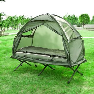 SoBuy® Feldbett 4in1-Zelt mit Campingliege Schlafsack Luftmatratze und Zubehör 1 Person OGS32-GR
