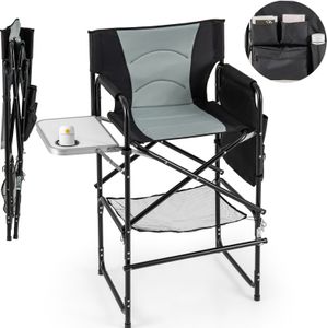 KOMFOTTEU Faltbarer Campingstuhl, tragbare Outdoor-Stühle mit Tragetasche, Seitentisch, Getränkehalter und Aufbewahrungstasche, Angelstuhl für Garten, Strand, Picknick, Schwarz