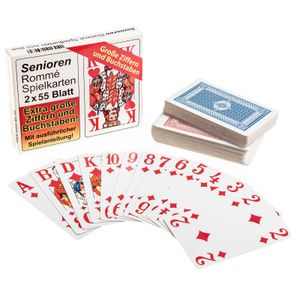 SIDCO Spielkarten Romme Senioren Canasta Bridge Poker 2 x 55 Blatt Karten große Ziffer