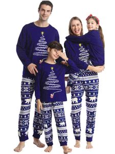 Weihnachten Familie Schlafanzug Set Schlafanzug Passendes Langarm Pyjamas Nachtwäsche Dunkelblau Baby,9-12M