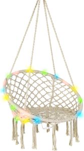 COSTWAY Hängesessel mit LED-Leuchten, Hängestuhl bis 150 kg belastbar, Ø Sitzfläche: ca. 60 cm, Hängeschaukel für Garten, Balkon, Wohnzimmer, Indoor & Outdoor