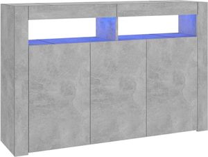 vidaXL Príborník s LED svetlami Betónová sivá 115,5x30x75 cm
