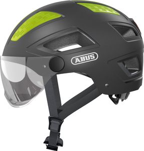 ABUS Stadthelm Hyban 2.0 ACE - Fahrradhelm mit Visier, Licht und ABS-Hartschale - für Damen und Herren - Grau (titan), Größe XL