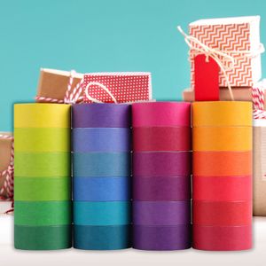 24 Rollen einfarbiges Masking Tape Rainbow Color Adhesive Washi Tape Stickers Set Diy Scrapbooking Dekorative Aufkleber 2mx1.5cm