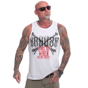 Yakuza Herren Judge Me Slim Tanktop, Weiß, S