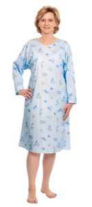 SUPRIMA Pflegehemd langarm mit Blumenmuster hellblau L/XL= Damen 44/46-48/50 1 Stück