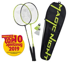 Badminton-Set mit Netz im Koffer Federball Schläger Bälle Standfuß Sport Spiel 