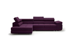 MEBLITO Ecksofa Almada Eckcouch L Form Schlaffunktion Couch mit Bettkästen Wohnlandschaft bordeaux  (Kronos 3) Seite Links