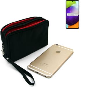 K-S-Trade Schutz Hülle Handy Hülle kompatibel mit Samsung Galaxy A52 Gürteltasche Travelbag Handytasche mit Zusatzfächern, schwarz