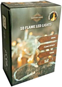 10er LED Lichterkette mit Flammeneffekt warmweiß Batterie Timer Flamme innen