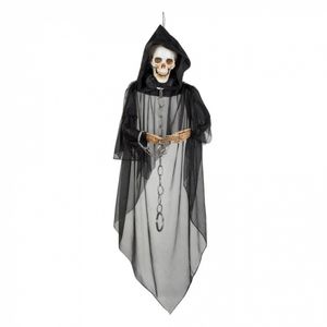 Gruseliger Skelett-Gefangener Halloween-Hängedeko schwarz-beige 150cm