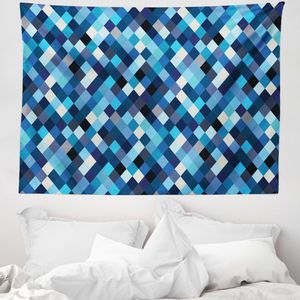 ABAKUHAUS Bunt Wandteppich, Blau getönte Hexagons aus Weiches Mikrofaser Stoff Waschbar ohne Verblassen Digitaldruck, 150 x 110 cm, Mehrfarbig