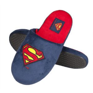 DC Comics Superman Hausschuhe für Herren und Damen - Uni Puschen Slipper Pantoffeln warme Hausschuhe Superman Marineblau und Rot, Größe: 45-46