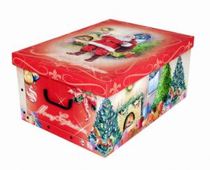 XXL Dekokarton mit tollem Weihnachtsmotiv "Weihnachtsmann" - kräftige Rote Farben. Maße: ca. 51 x 37 x 24 cm