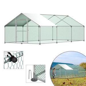 LZQ Outdoor Hühnerstall Hühnerhaus Dach Geflügelstall Verzinkter Stahlrahmen mit PE 3 x 6 x 2 m