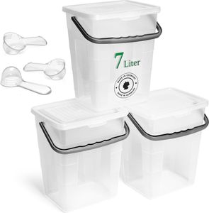 Novaliv 3x Waschmittelbox mit Deckel 7 Liter Transparent und Dosierlöffel 23,5 x 18 x 26,5 cm Waschpulver Aufbewahrungsbox mit Henkel Waschmittel Aufbewahrung Waschmittelbehälter Waschpulverbehälter