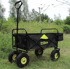 Bollerwagen faltbar mit Vollgummi Rädern, Hecktasche und Teleskopgriff schwarz/grün Falt-Bollerwagen Bollerwagen faltbar mit Vollgummi Rädern, Hecktasche und Teleskopgriff schwarz/grün Falt-Bollerwagen