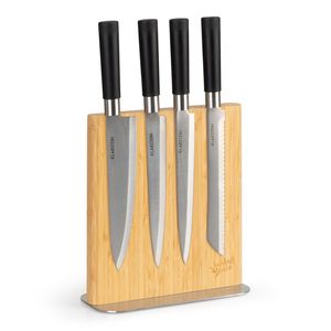 Klarstein Messerblock gerade, magnetisch, für 8-12 Messer, Bambus, Edelstahl