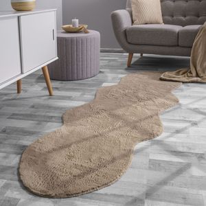 TT Home Wohnzimmer Teppich Unifarben Flauschig Modern Kunstfell Kurzflor Größe 70x200 cm Fell-Form