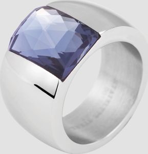 Akzent Damenring aus Edelstahl, silberfarben, "smoky stone" Akzent Damenring aus Edelstahl, silberfarben, "smoky stone"