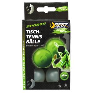 Best Sporting Tischtennisbälle, 6 St, Funbälle Spaßbälle glow in the dark