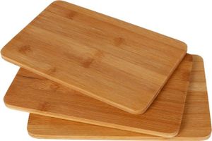 3er Set Frühstücksbrettchen aus Bambus Holz Schneidebrett Küchenbrett Holzbrett 22x14x0,8 cm - Holzbrettchen Set robust und leicht zu pflegen