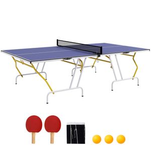 SPORTNOW Tischtennisplatte Tischtennistisch in Viertel Klappbar mit Tischtennisnetz, 2 Tischtennisschlägern, 3 Bällen, Blau