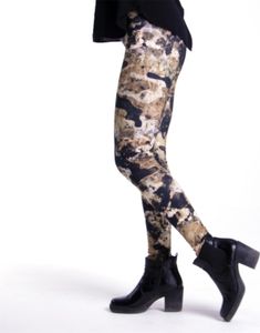 cosey - bedruckte bunte Leggins (Einheitsgröße) - Design Marmor Camouflage