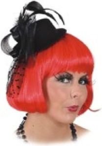 O23765 schwarz Damen Minihut Barockhütchen
