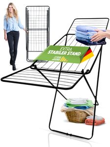 STAHLMANN ® klappbarer Wäscheständer mit 18 m Trockenfläche – extra Stabiler Wäscheständer ausziehbar - Flügelwäscheständer mit rutschfesten Füßen