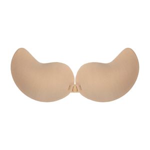 Trägerloser selbsttragend Stütz BH Push Up, B Schale, Silikon, Cup B, Beige, Größe M 30.5 x 10 cm