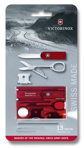 VICTORINOX SwissCard Lite 0.7300.T 13 Funktionen Schere Lupe LED rot transparent