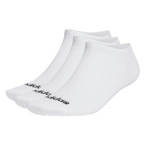 adidas Unisex Sneakersocken, 3er Pack - Thin Linear Low-Cut, dünne Socken, Logo, einfarbig Weiß 46-48