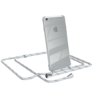 EAZY CASE Handykette kompatibel mit Apple iPhone 6 / 6S Kette, Handyhülle mit Umhängeband, Handykordel, Schutzhülle, Kette, Silikonhülle, Silikon Cover, Weiß / Silber