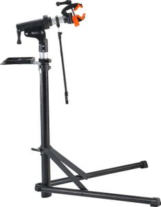 SucceBuy 66 lbs těžký hliníkový stojan na opravu kol, výškově nastavitelný stojan na údržbu kol s magnetickým zásobníkem na nářadí a teleskopickým ramenem, skládací stojan na kola pro použití doma i v dílně