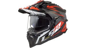 LS2 Endurohelm "MX701 Explorer Spire" 3  schwarz / grau / rot, Gr. 59 / 60 = L