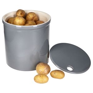 Oskar Vorratsdose L in Grau Kartoffeltopf mit Deckel Aufbewahrungsbox Ton