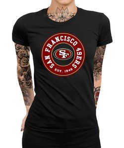 San Francisco 49ers - American Football NFL Super Bowl Damen T-Shirt, Schwarz, L, Vorne