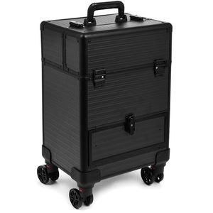 SEVICO Kosmetikkoffer Makeup Koffer Trolley Beauty Case Schminkkoffer Friseurkoffer Teleskop- und Tragegriff Samtfutter Trolley V5-BLACK SEVICO Kosmetikkoffer Makeup Koffer Trolley Beauty Case Schminkkoffer Friseurkoffer Teleskop- und Tragegriff Samtfutter Trolley V5-BLACK