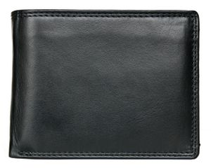 Čierna kožená peňaženka HMT s ochranou údajov (RFID) bez značiek a nápisov