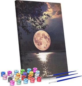 Rubye® Malen nach Zahlen Erwachsene und Kinder [Full Mond] - DIY Ölgemälde Leindwand Set - Inklusive Pinsel, Staffelei und Farben - 40 cm x 50 cm [Mit Rahmen]