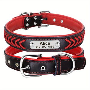 Personalisiertes Hundehalsband aus Leder mit personalisierter Gravur und Namensschild für kleine, mittelgroße und große Hunde