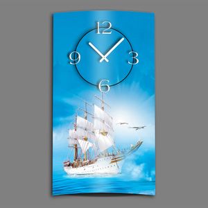 Segelschiff  Designer Wanduhr modernes Wanduhren Design leise kein ticken dixtime 3DS-0080