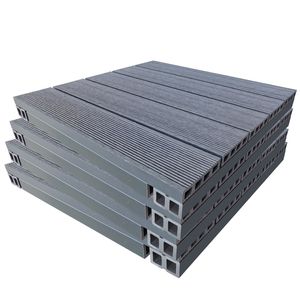 NATERIAL - 4 Stück Terrassenplatten JAVA- 50x50 cm - 1 m² - Holzoptik - WPC - Dunkelgrau - Balkonfliesen -Terrassendielen