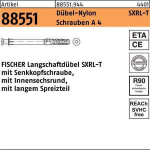 fischer zástrčka s dlhým hriadeľom R 88551 SXRL 10 x200 T skrutky A 4/zástrčka nylon